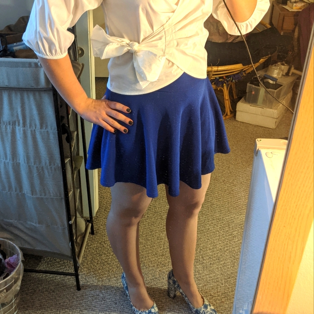 Bright blue skater skirt (skort)